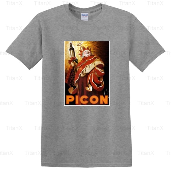 TitanX98 Stylish Vintage Pub Picon Aperitif Advertisement Art Look, Retro French Drink T-Shirt, for Unisex, up to size 5XL.