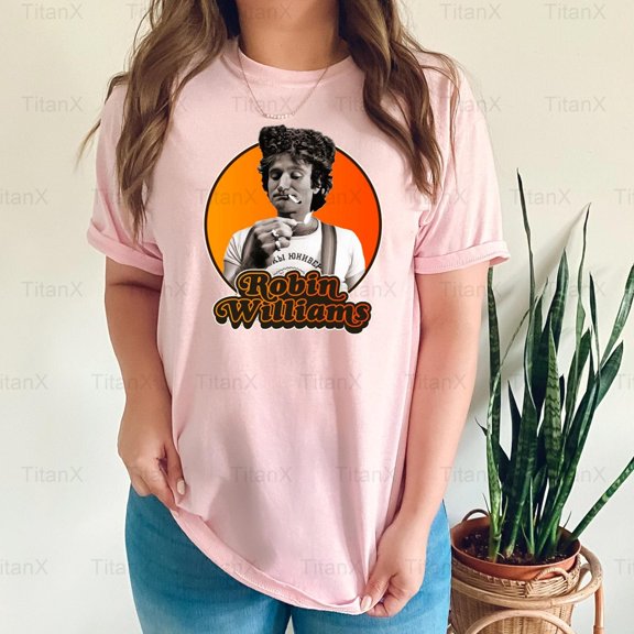 TitanX98 Triple Retro Robin Williams Tribute Painting Style Look, Vintage Actor Inspired T-Shirt, for Unisex, up to size 5XL.