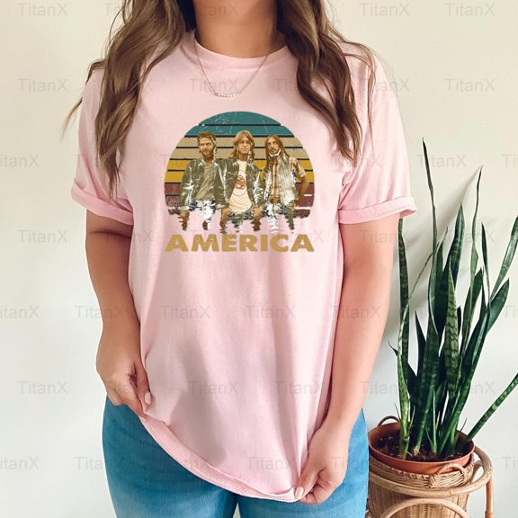 TitanX99 Vintage America Band Rock Style Graphic, Retro 70s Music Fan Inspired Design T-Shirt, for Unisex, up to size 5XL.