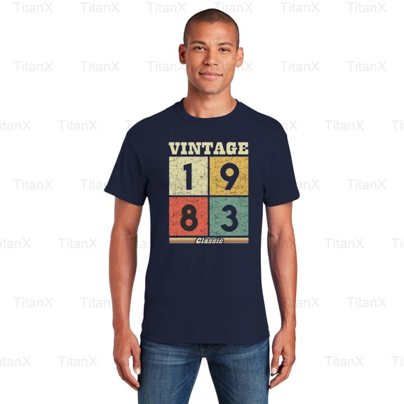TitanX99 Vintage Born In 1983 Classic Style Graphic, Retro Birth Year Birthday Gift T-Shirt, for Unisex, up to size 5XL.