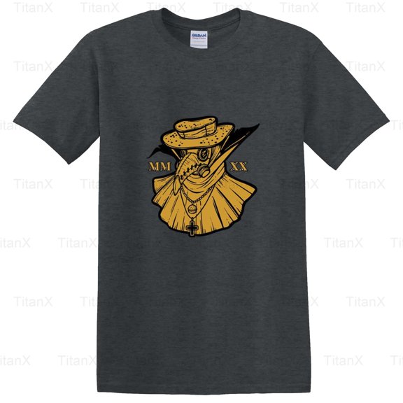 TitanX99 Vintage Plague Doctor Mask Graphic, Retro Medieval Black Death Inspired Style T-Shirt, for Unisex, up to size 5XL.
