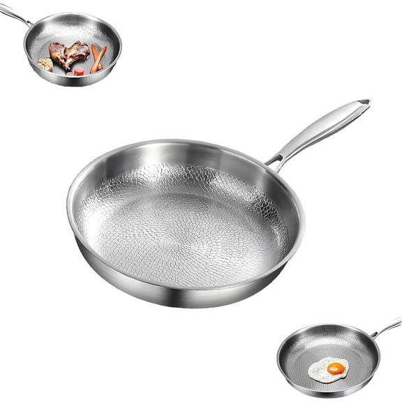 Titancore Pan, 12 Inch Pure Titanium Hammered Pro frying pan with Lid, Titancore Titanium Pans for Cooking Non Stick, 2025 New Titanium Hammered Pan c, Ultra-Sturdy & Scratch