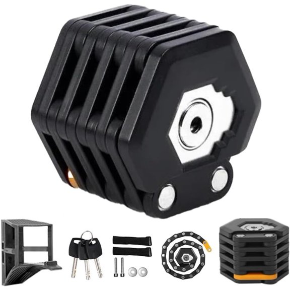 Titanguard Pro Bike Lock, LSDEZS Bike Locks Heavy Duty Anti Theft, Bicycle Lock Compact Anti Theft, Folding Bikes Chain with Bracket, 3 Keys, Alloy Steel Chain for Mountain E‑Scooter