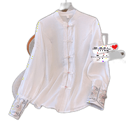 Titani Retro Tangfang Embroidered Shirt, Tang Suit Shirt Standing Long Sleeve Lining