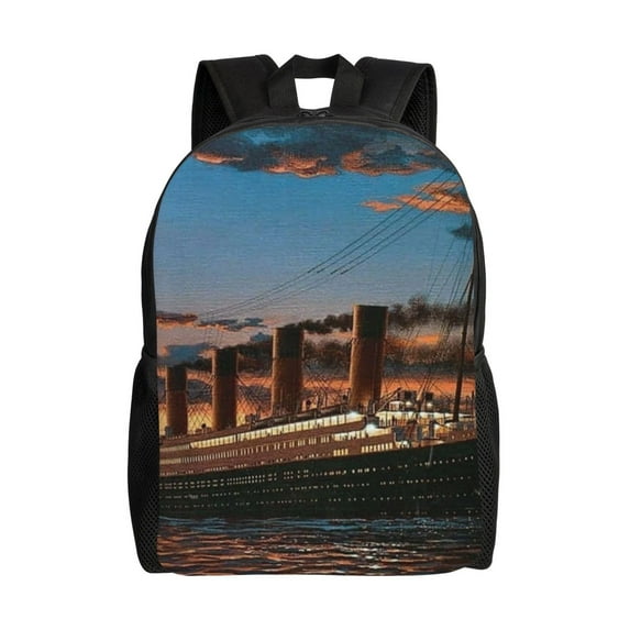 Titanic Backpack, Large Capacity Bookbag For School College Travel, 16.1x11.8x6.5 Inch