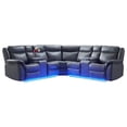 thumbnail image 1 of Titanic Furniture Falcon Gray Bonded Leather Sectional with LED Lights, 1 of 3