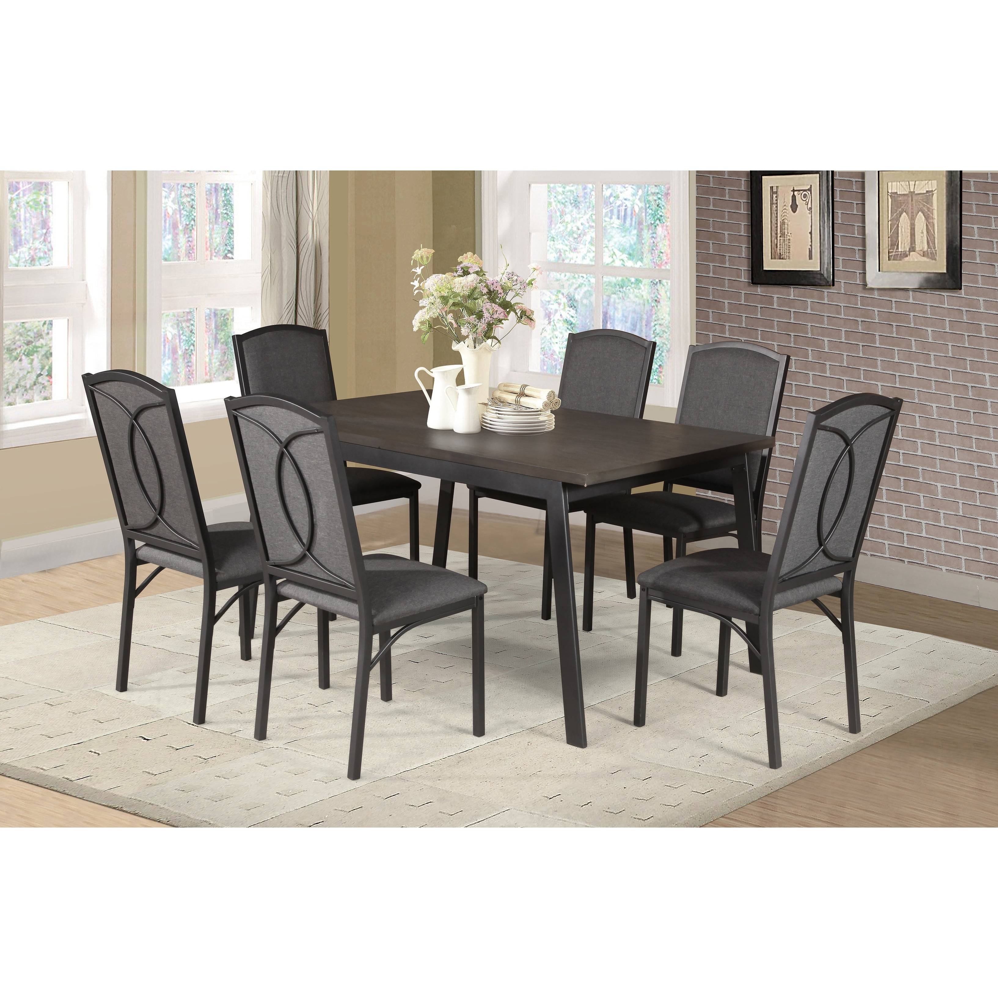 Titanic Furniture Xavier Gray Metal Rectangular Rustic Dining Table