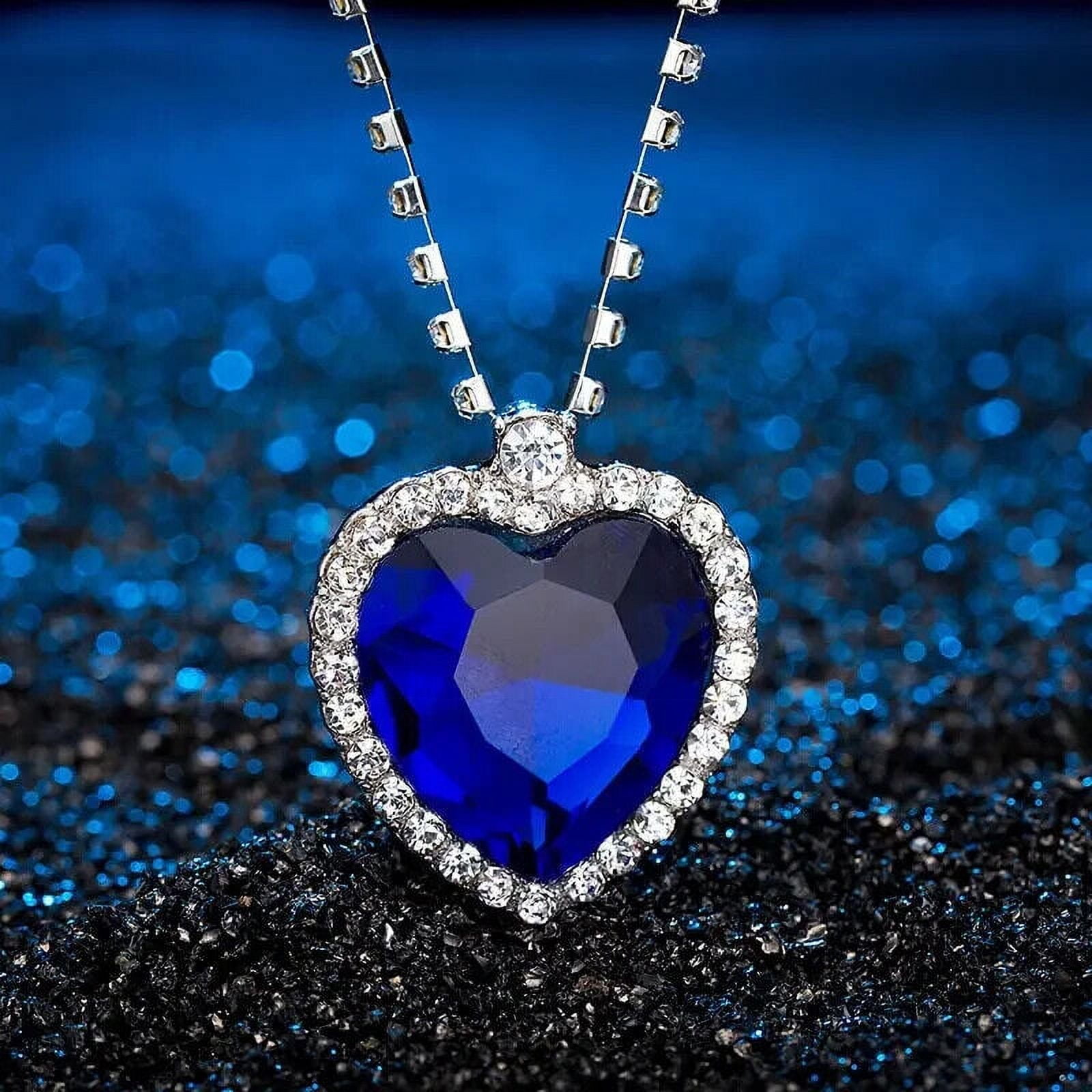 Titanic Heart Of the Ocean Women Blue Crystal Necklace with Luxury Velvet  Pouch, Sterling Silver Titanic Heart of The Ocean Necklace Crystal Blue  Jewelry Gift For Her (USA STOCK) - Walmart.com