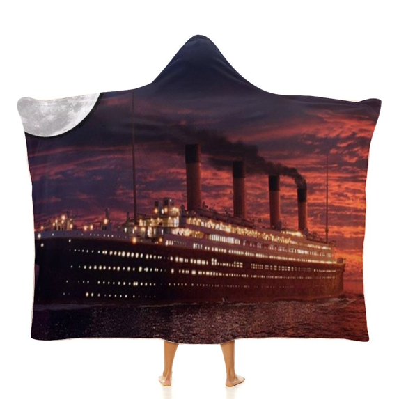 Titanic Hoodie Blankets, Super Soft Hooded Throw Blankets, Wearable Cloak Blanket for Adults And Kids
