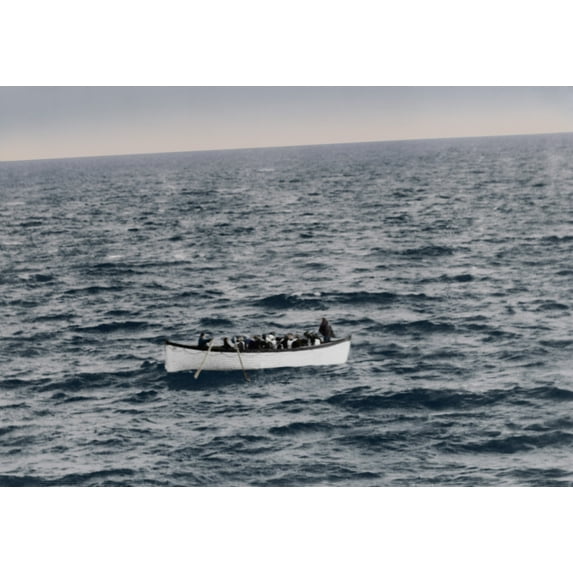 Titanic Lifeboat No. 6 Crowded With 28 Survivors Including Molly Brown Yachtsman Major Peuchen And A Hapless Seaman Quartermaster Hitchens Who Lost A Fight With Brown To Allow The Women To Row So They