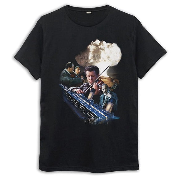 Titanic Musicians Orchestra Graphic T-Shirt – Iconic Movie Scene Tee for Men & Women – Classic Film Music Shirt – Unisex Sizes – Vintage Titanic Apparel