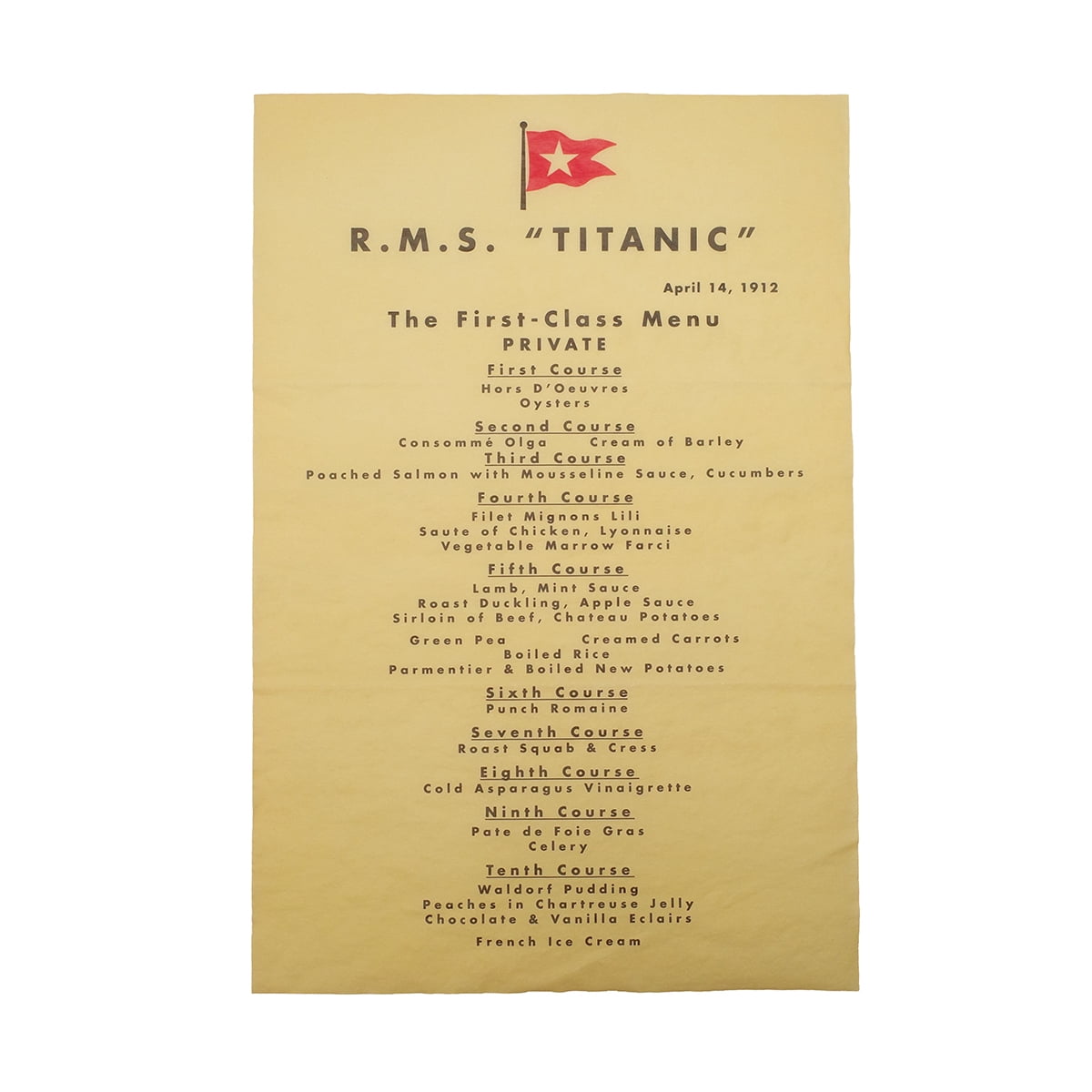 thumbnail image 1 of Titanic RMS White Star Line Dining Room Dinner Menu Nautical Decor Gift Wall Art, 1 of 4