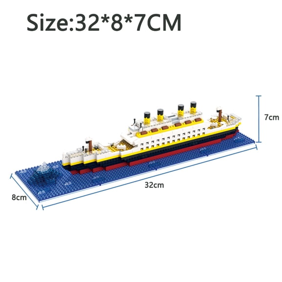 Titanic ship model children's toys birthday gift assembly building block plastic block with lamp toy Titanic building block toy