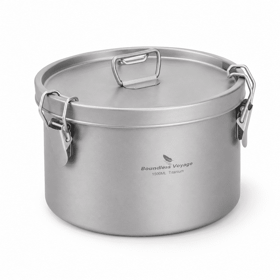 Titanium 1.5L Sealed Food Storage Container with Dual Lids for Camping and Meals
