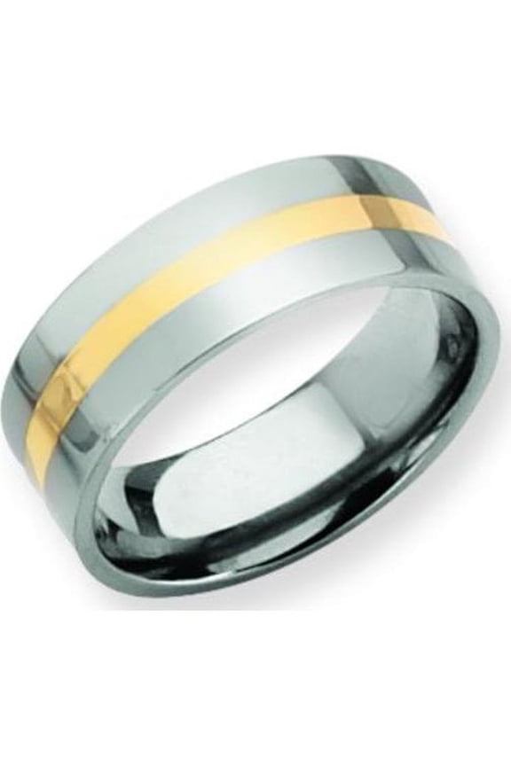 Titanium 14K Gold 8mm Mens Wedding Ring Band Size 11
