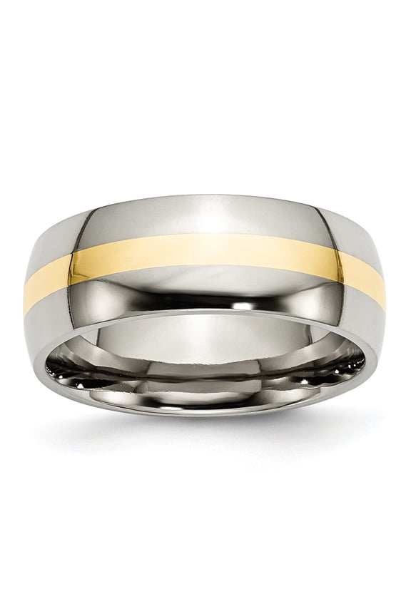 Titanium 14K Gold 8mm Mens Wedding Ring Band Size 12