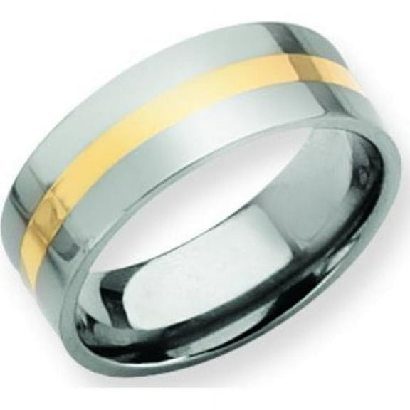 Titanium 14K Gold 8mm Mens Wedding Ring Band Size 9