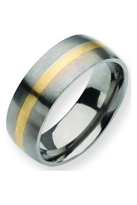 Titanium 14K Gold 8mm Mens Wedding Ring Band Sz 10.5