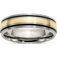 thumbnail image 1 of Titanium/14K Titanium Antiqued And Brushed With 14K Yellow Inlay 6mm Grooved Band (Size 12.5) Made In China tb108-12.5, 1 of 4