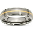 thumbnail image 1 of Titanium/14K Titanium Brushed Center With 14K Yellow Inlay 6mm Ridged Edge Band (Size 10) Made In China tb100-10, 1 of 5