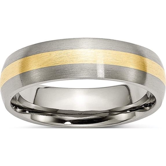 Titanium/14K Titanium Brushed With 14K Yellow Inlay 6mm Band (Size 8) Made In China tb222-8
