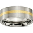 thumbnail image 1 of Titanium/14K Titanium Brushed With 14K Yellow Inlay 8mm Flat Band (Size 10.5) Made In China tb218-10.5, 1 of 5