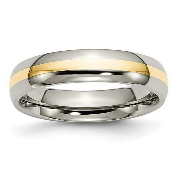 Titanium/14K Titanium Polished With 14K Yellow Inlay 5mm Band (Size 9.5) Made In China tb221-9.5