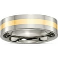 thumbnail image 1 of Titanium/14K Titanium Polished With 14K Yellow Inlay 6mm Flat Band (Size 13) Made In China tb219-13, 1 of 5
