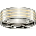 thumbnail image 1 of Titanium/14K Titanium Polished With 14K Yellow Inlay 8mm Flat Band (Size 10) Made In China tb227-10, 1 of 5