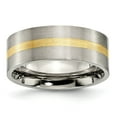 thumbnail image 1 of Titanium 14k Gold Inlay 8mm Satin Band Ring - Size 6.5, 1 of 2