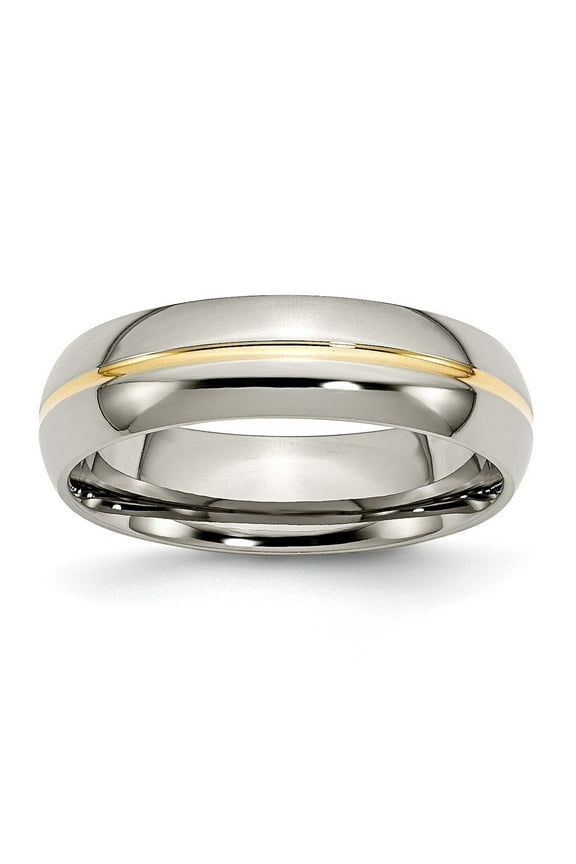 Titanium 14k Gold-Flashed 6mm Polished Band Ring - Size 10.5