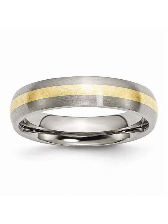 Titanium 14k Yellow Inlay 5mm Brushed Band