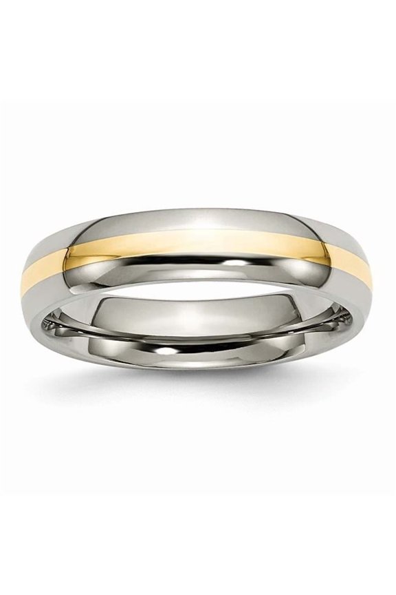 Titanium 14k Yellow Inlay 5mm Polished Band