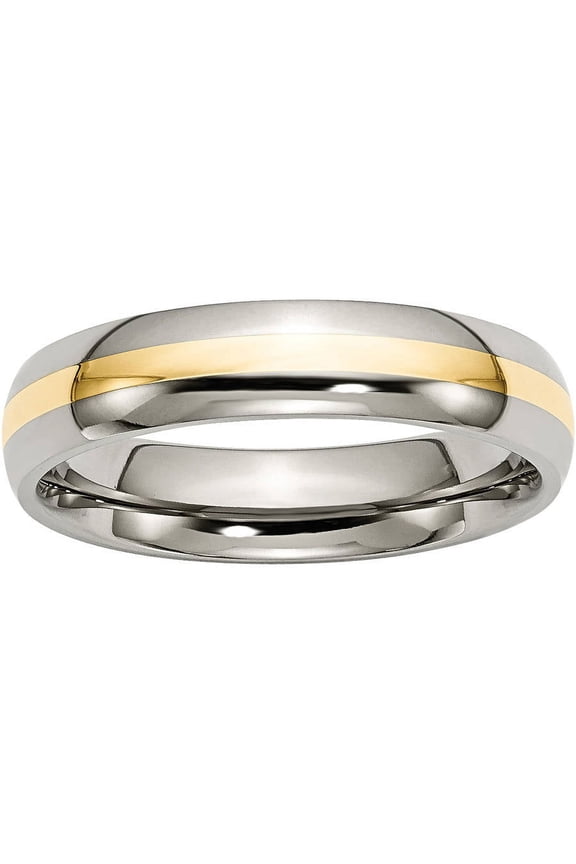 Titanium 14k Yellow Inlay 5mm Polished Band