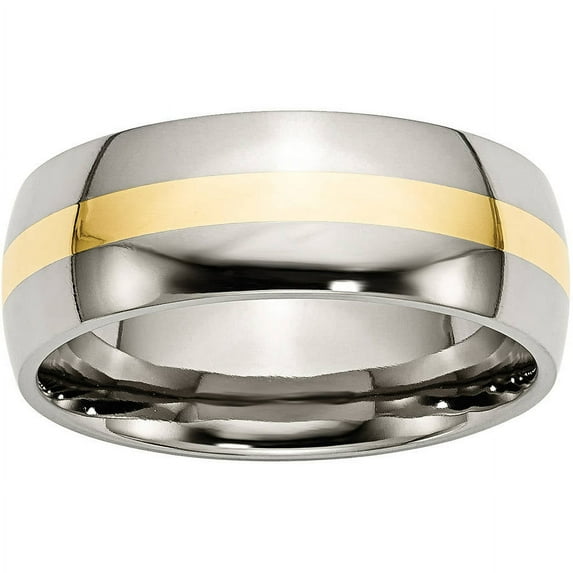 Titanium 14k Yellow Inlay 8mm Polished Band