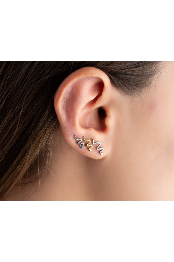 Push-In Snake 16G Titanium Stainless Steel Labret Stud Earring, Includes Jewelry Gift Box, 2 Count