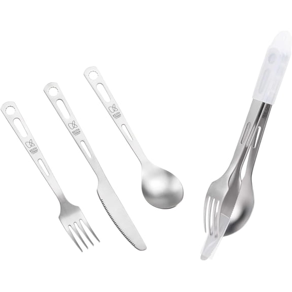 Titanium 3-in-1 Camping Cutlery Set, Spoon Fork Knife, 3 Pieces, Ti5213