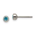 thumbnail image 1 of Inverness Titanium 4mm Aqua Crystal Bezel Earrings, 1 of 3