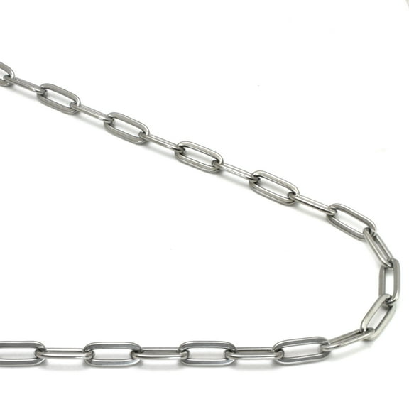 Titanium 5MM Paper Clip Link Necklace Chain 18"
