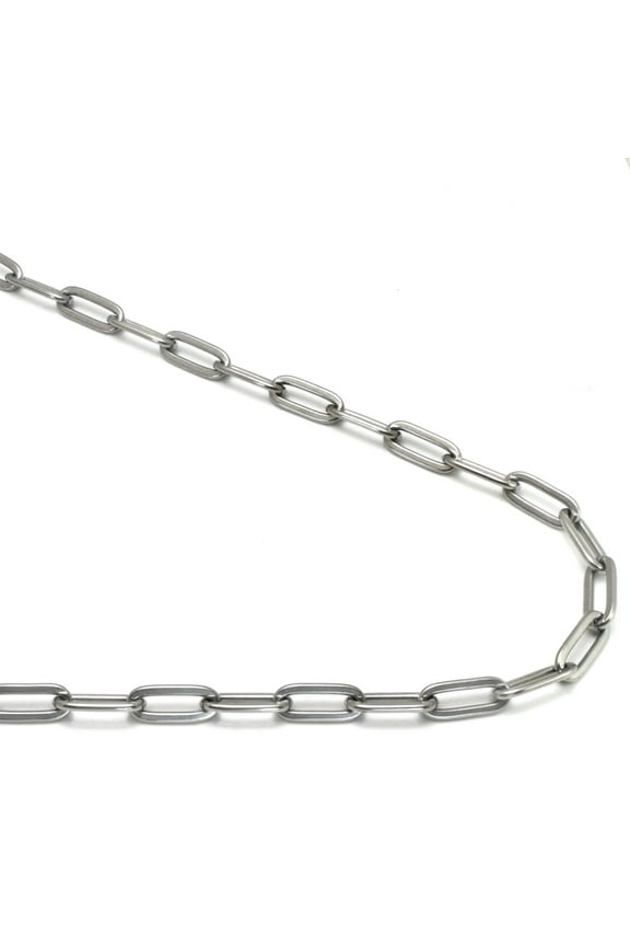 Titanium 5MM Paper Clip Link Necklace Chain 20"