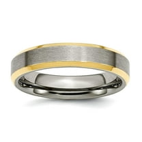 Titanium 5mm Gold Plated Beveled Edge Brushed and Polished Band Ring Size 10 Ring for Women and Men