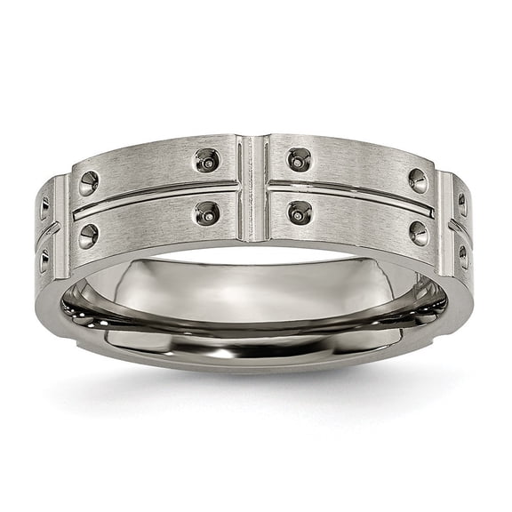 Titanium 6mm Brushed and Polished Band Ring - Size 12.5