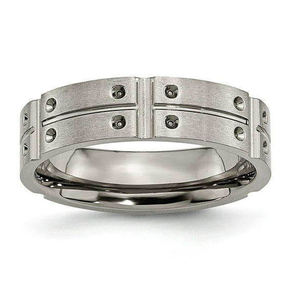 Titanium 6mm Brushed and Polished Band Ring - Size 7.5