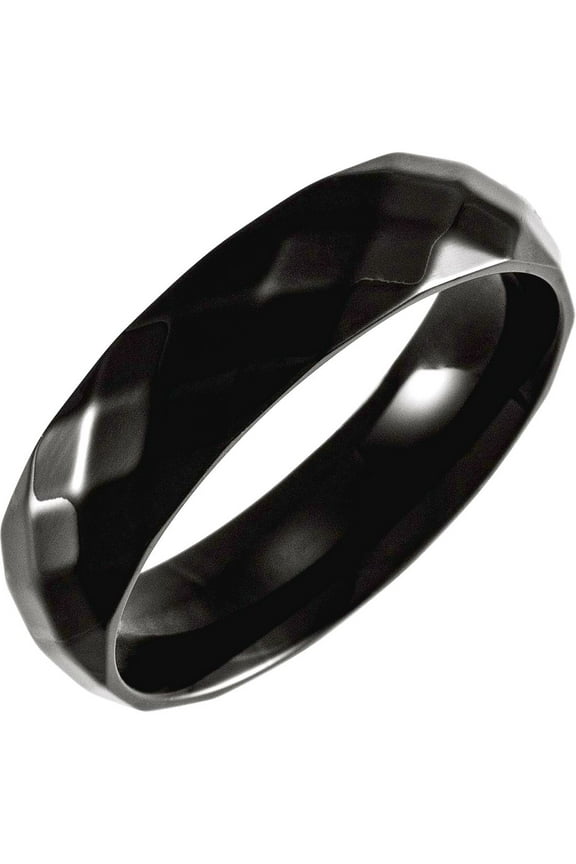 Titanium 6mm Polished Faceted Band With Black Pvd Size 12 Ring for Women and Men - 10.6 Grams