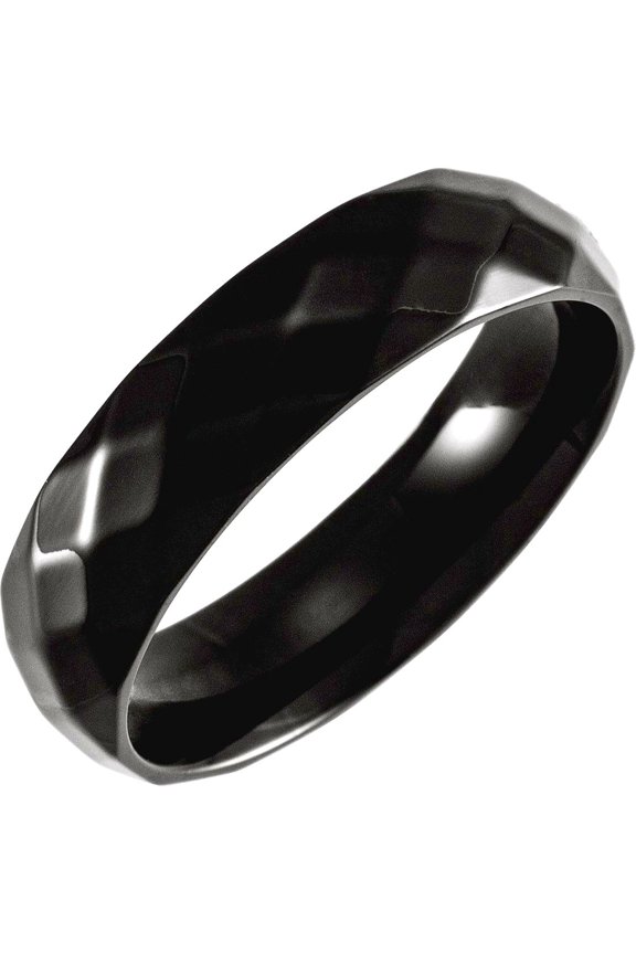 Titanium 6mm Polished Faceted Band With Black Pvd Size 7.5 Ring for Women and Men - 8.2 Grams