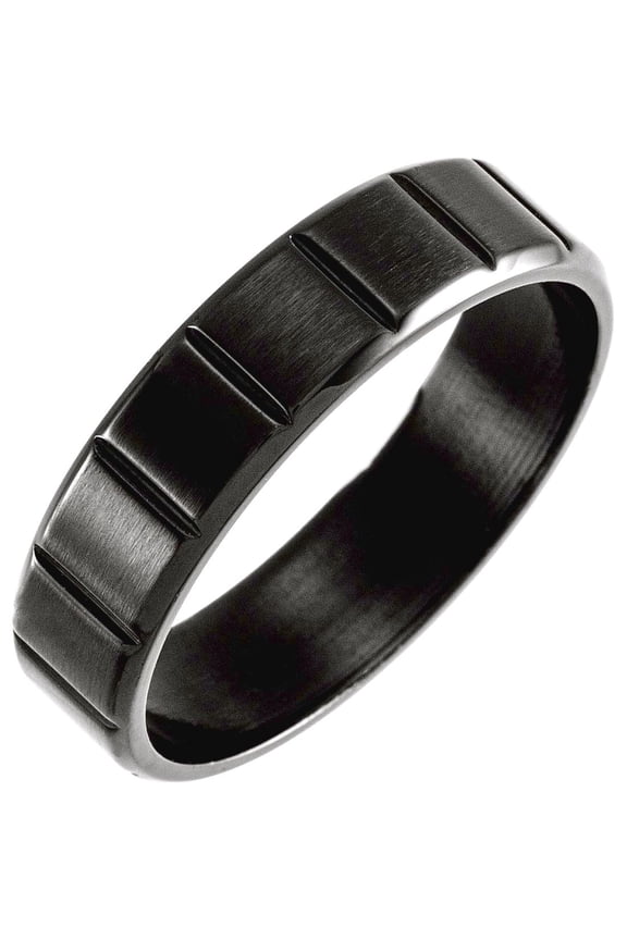 Titanium 6mm Polished Grooved Band With Black Pvd Size 14 Ring for Women and Men - 11.6 Grams