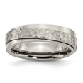 thumbnail image 1 of Titanium 6mm Ridged Edge Hammered and Polished Band Size: 13; for Adults and Teens; for Women and Men, 1 of 6