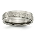 thumbnail image 1 of Titanium 6mm Ridged Edge Hammered and Polished Band Size: 7; for Adults and Teens; for Women and Men, 1 of 6