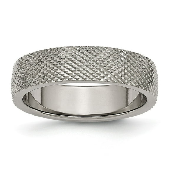 Titanium 6mm Textured Band Ring - Size 6.5