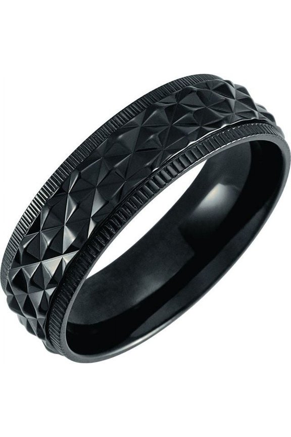 Titanium 7 mm Patterned Coin Edge Band Size 8.5 - Solid Gold Fine Jewelry | Jewelry by Sweet Pea